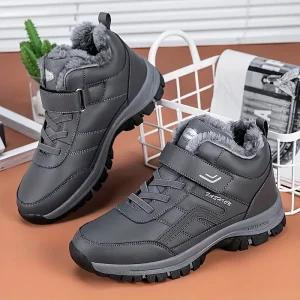 2023 Winter PU Leather Boots Men Shoes Snow Boot Man Plush Keep Warm Sneakers Man Outdoor Ankle Snow Boots Casual Shoes