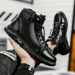 Men's No Tie Boots With Side Zippers, Casual Comfy Walking Shoes, Easily Wiped Clean