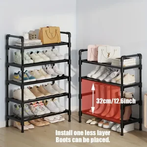 1pc Multi-Layer Shoe Rack, Black Shoe Storage Stand, Simple Household Shoe Storage And Organization, Multifunctional Storage Shelf, Space Saving Shoe Rack, Suitable For Doorway, Bedroom, Corridor