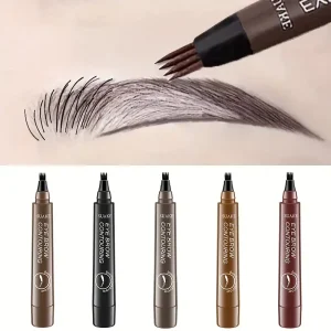 Waterproof Eyebrow Pen , Microblading Eyebrow Pencil With 4 Split Head , Natural Looking Brows Makeup ( 5 Colors )