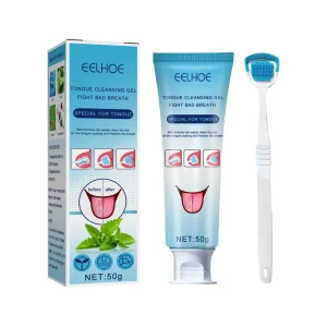 Brush & tongue cleaning Gel Kit ,Tongue Cleaner For Adults,Tongue Scraper To Fight Bad Breath And Halitosis,Mouth Odor Eliminator