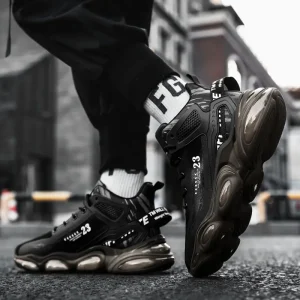 Men's Basketball Shoes, Comfy Breathable Non Slip Shock Absorbing Lace Up Sneakers For Training Running Walking