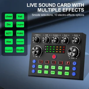 V8S Sound Card with Voice Changer Effects,Perfect For PC Recording, Singing, Streaming And Gaming
