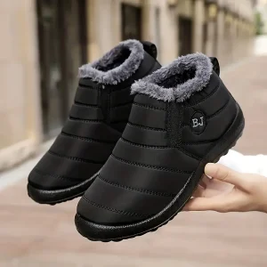 Women's Waterproof Ankle Boots, Thermal Insulated Slip-On Snow Shoes, Plush Lined Winter Warm Short Boots