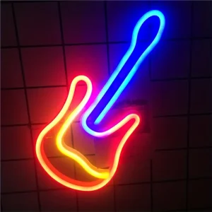 1pc Guitar Neon Sign, For Restaurant Bar Decoration, Music Musical Note Neon Sign, USB/Battery Dual-use