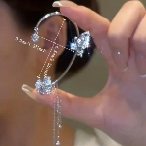 Shiny Butterfly Ear Cuff Earring Trendy Zircon Inlaid Tassel Ear Wrap Earrings Elegant Ear Ornaments Jewelry Accessories For Women
