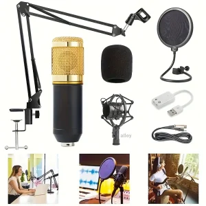 Podcast Equipment Bundle, BM-880 Podcast Microphone Supersensitive Bundle , Condenser Studio Microphone For Laptop Computer Vlog Living Broadcast Live Streaming