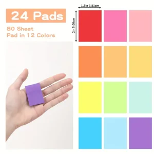 Small Sticky Notes With 12 Colors, Mini Self-Adhesive Tiny Note Pad Bulk,Tearable Note Box,Portable Student Note Marking Writing Memo Pad Self-Stick Note Pads For School Office Large Small, 1.5x2 Inches