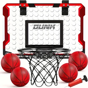 Indoor Basketball Hoop With 4 Balls, Door Room Basketball Hoop, Basketball Hoop On Door - Wall Mounted Basketball Hoop Set With Complete Accessories - Indoor Basketball Hoop For Kids And Adults