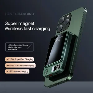 New pattern5000/10000 milliampere magnetic absorption wireless charging bank 22.5W/PD20W suitable for Apple 15pro/14max/13/12 Android phones (USB/Type-C) portable charger with LED power display for outdoor travel emergency backup mobile power supply
