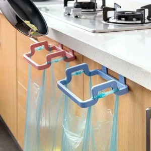 1pc Over-the-Cabinet Garbage Container: Reusable Plastic Bag Holder Rack For Kitchen, Pantry, Garage & Bathroom