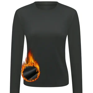 Women's Thermal Long Sleeve Crew Neck Shirt, Solid Color Bottoming Tops, Women's Clothing