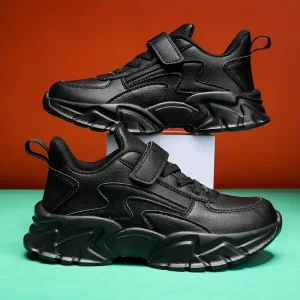 Hook And Loop Fastener Chunky Shoes, Trendy Retro Comfy Sneakers For Boys For Walking Running