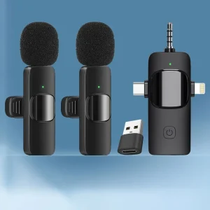 4 In 1 Professional Wireless Lavalier Microphone For IPhone/iPad/Android/Smartphone/Camera/Computer - Wireless Omnidirectional Condenser Recording Microphone For Interviews Video Podcasts Vlogs