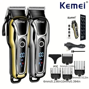 Komi KM-1990 Electric Hair Clipper Oil Head Clipper Lithium Battery LCD Hair Clipper Head Shaver Electric Push Clipper USB