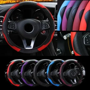 Upgrade Your Car with Universal 15'' PU Leather Steering Wheel Cover: Non-slip Grip, Premium Comfort, and Durable Wheel Protection