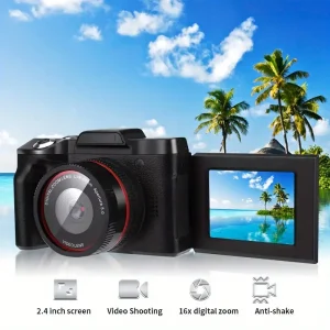Digital Camera With High-definition 1080p Video Camera, 16x Digital Zoom, 2.4-inch Screen Professional Recording Camera, New Year's Gift, Batteries Not Included, Comes With A 32GB Memory Card