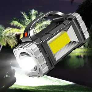 Portable Solar/USB Rechargeable LED Lamp with Waterproof Flashlight and Multiple Lighting Modes - Perfect for Camping, Fishing, Hiking, and Nightwalks